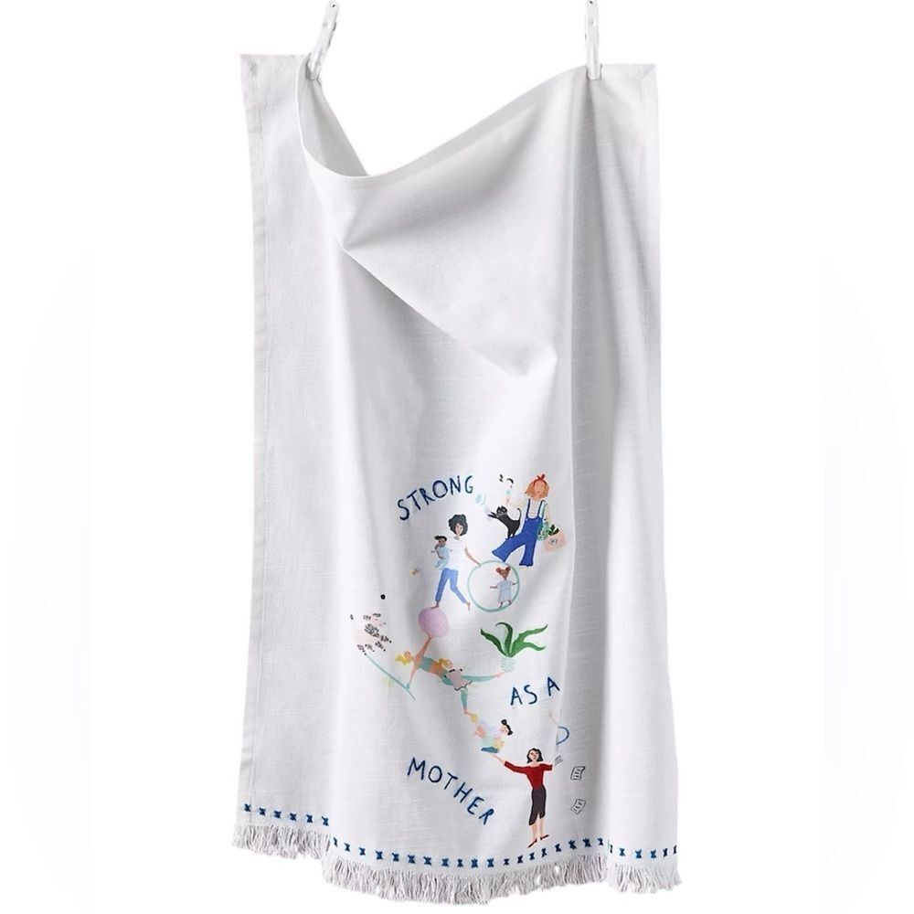 Anthropologie Strong as a Mother Graphic DishTowel New With Tag